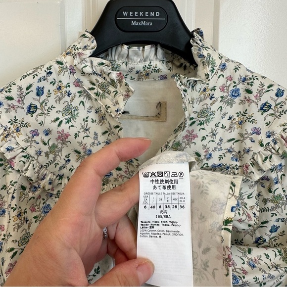 NWOT Weekend Max Mara Label-cut Sophia Ruffled Floral Shirt Size: M US4/6 Spring - Picture 12 of 15